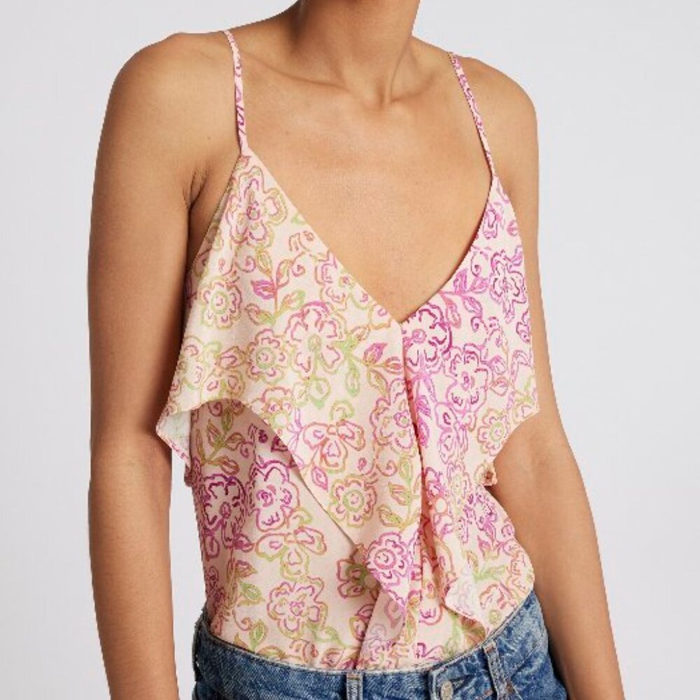 JOIE $98 Floral Buell Silk Sleeveless Top Spanish Villa Multi Sz M NWT!